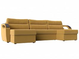 П-образный диван Форсайт (полностью микровельвет желтый) - Фото предпросмотра