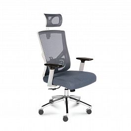 Кресло Гарда SL / белый пластик / серая сетка / серая сидушка - Фото предпросмотра