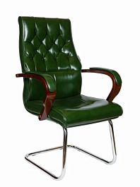 Кресло офисное Боттичелли CF / дерево / зеленая глянцевая кожа - Фото предпросмотра