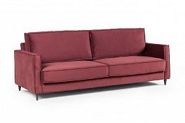 Keln диван-кровать трехместный прямой, велюр красный - Фото предпросмотра