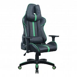 Кресло компьютерное BRABIX "GT Carbon GM-120", две подушки, экокожа, черное/зеленое, 531929 - Фото предпросмотра