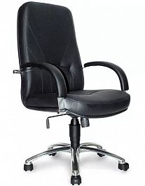 Кресло руководителя Комо Н (низкая спинка)хром /кожа черная "Компьютерные кресла" ТК-002587000438 черный - Фото предпросмотра
