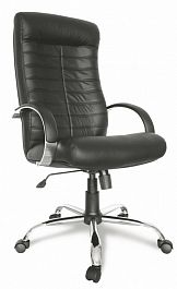Кресло руководителя КОНСУЛ хром, черная кожа "Компьютерные кресла" ТК-002985000189 черный - Фото предпросмотра