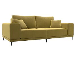Прямой диван Льюес (полностью микровельвет желтый) - Фото предпросмотра