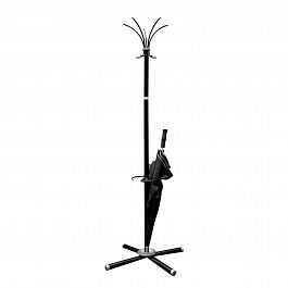 Вешалка-стойка "Классикс-ТМ3", 1,86 м, крестовина 70х70 см, 5 крючков + место для зонтов, металл, черная, Классик-ТМ3,чер - Фото предпросмотра