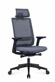 Кресло офисное Рейн / черный  пластик /черная сетка / черная ткань - Фото предпросмотра