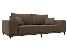Прямой диван Льюес (полностью рогожка коричневая) - Фото предпросмотра