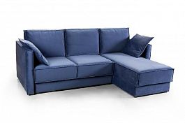 Martin диван-кровать с шезлонгом велюр синий - Фото предпросмотра