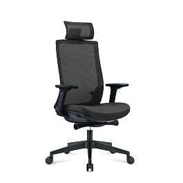 Кресло офисное Ruby black / черный пластик / черная сетка / черная ткань - Фото предпросмотра