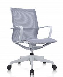 Кресло офисное Глория / серая  сетка / серый пластик - Фото предпросмотра