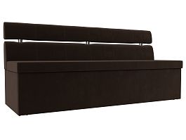 Кухонный прямой диван Классик (полностью микровельвет коричневый) - Фото предпросмотра