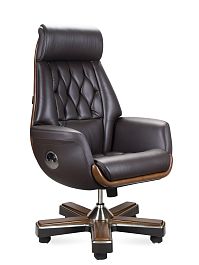 Кресло Трон / коричневая кожа - Фото предпросмотра