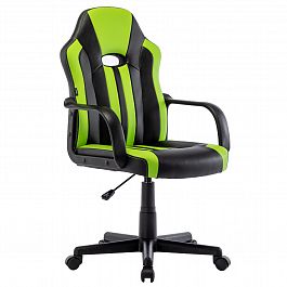 Кресло компьютерное BRABIX "Stripe GM-202", экокожа, черное/зеленое, 532511 - Фото предпросмотра