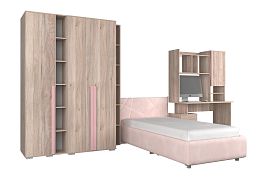Комплект детской мебели Лайк К78 КД78Лайк.2201 дуб мария/роуз/нежно-розовый (велюр) - Фото предпросмотра