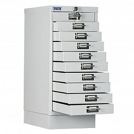 Шкаф металлический для документов ПРАКТИК "MDC-A4/650/10", 10 ящиков, 650х277х405 мм, собранный - Фото предпросмотра