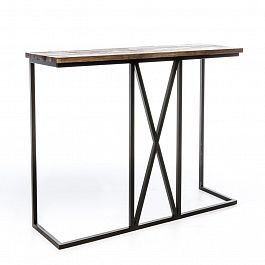 Барный стол Хайткросс каркас черный, столешница массив сосны, цвет морилка венге - Фото предпросмотра