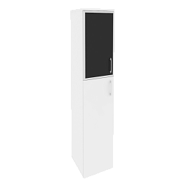 Onix Шкаф высокий узкий левый O.SU-1.7 R (L) black Белый бриллиант/Стекло black 400*420*1977 - Фото предпросмотра