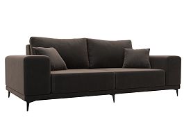 Прямой диван Льюес (полностью велюр коричневый) - Фото предпросмотра