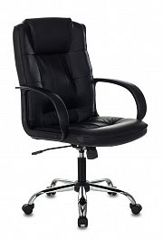 Кресло руководителя Бюрократ T-800N черный кожа крестовина металл хром "Компьютерные кресла" ТО-002159002585 черный - Фото предпросмотра