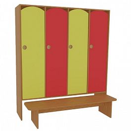 Шкафчик для одежды 4-секционный малый (цветной фасад) с нишей - Фото предпросмотра