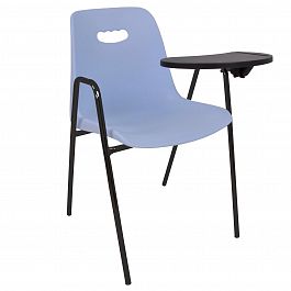 Стул Venezia (4 высокие ножки с подлокотниками + столик TLT), каркас черный, голубой - Фото предпросмотра