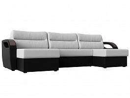 П-образный диван Форсайт (основа экокожа белая, компаньон экокожа черная) - Фото предпросмотра