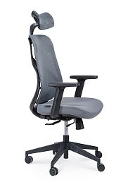 Кресло офисное Имидж / черный пластик / серая сетка / серая ткань - Фото предпросмотра