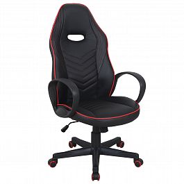 Кресло компьютерное BRABIX "Flame GM-004", экокожа, черное/красное, 532499 - Фото предпросмотра