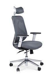 Кресло офисное Имидж gray / белый пластик / серая сетка / серая ткань - Фото предпросмотра
