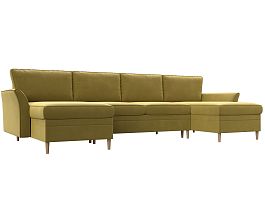 П-образный диван София (полностью микровельвет желтый) - Фото предпросмотра