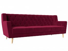 Прямой диван Брайтон 3 Люкс (полностью микровельвет бордовый) - Фото предпросмотра