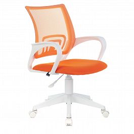 Кресло BRABIX "Fly MG-396W", с подлокотниками, пластик белый, сетка, оранжевое, 532401, MG-396W_532401 - Фото предпросмотра