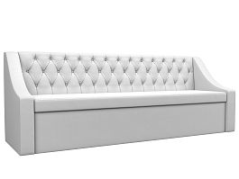 Кухонный прямой диван Мерлин (полностью экокожа белая) - Фото предпросмотра