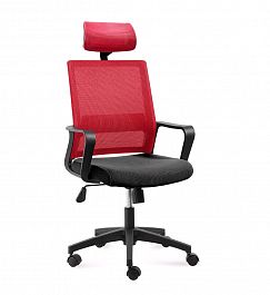 Кресло офисное / Бит / 815А-AF08-T09/черный пластик / красная сетка / черная ткань "Кресла для руководителей"  ТК-001035000534 красный/черный - Фото предпросмотра