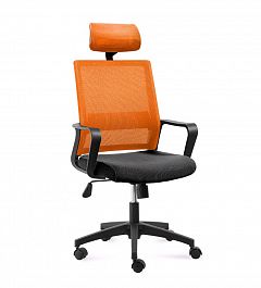 Кресло офисное / Бит /815A-AF06-T09/ черный пластик / оранжевая сетка / черная ткань "Кресла для руководителей"  ТК-001035000535 оранжевый/черный - Фото предпросмотра