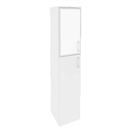 Onix Шкаф высокий узкий левый O.SU-1.7 R (L) white Белый бриллиант/Стекло white 400*420*1977 - Фото предпросмотра